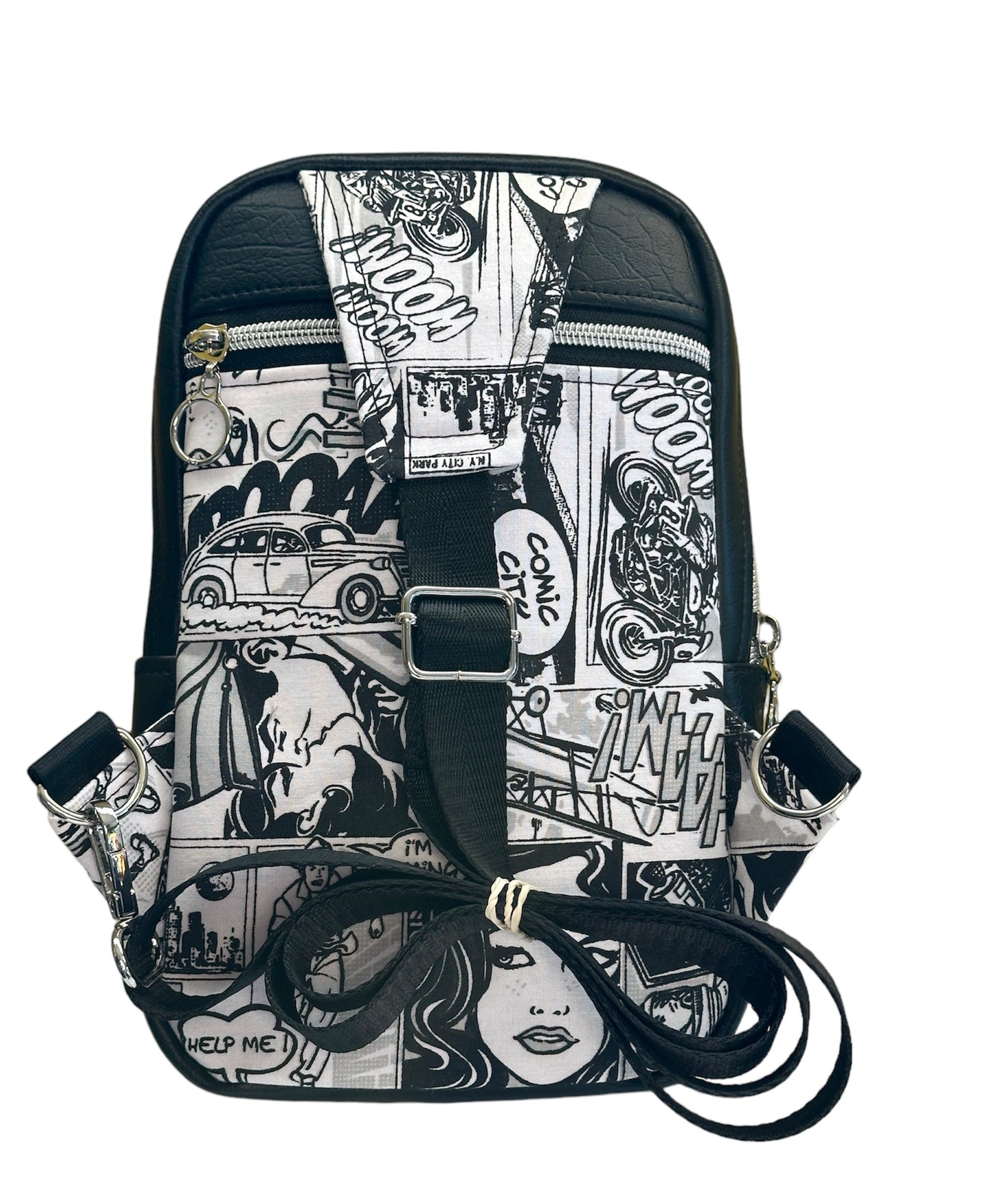 Comic print mini sling bag
